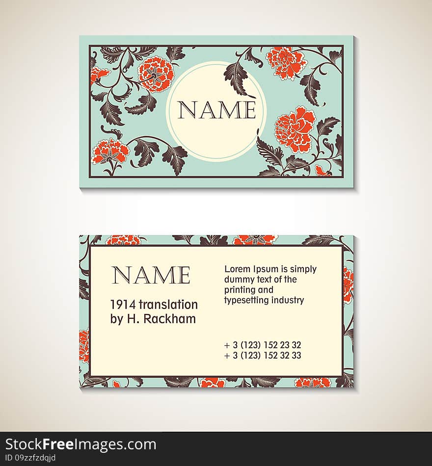 Elegant card with decorative asian flowers