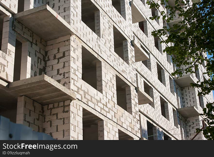 Construction of apartment building detail closeup