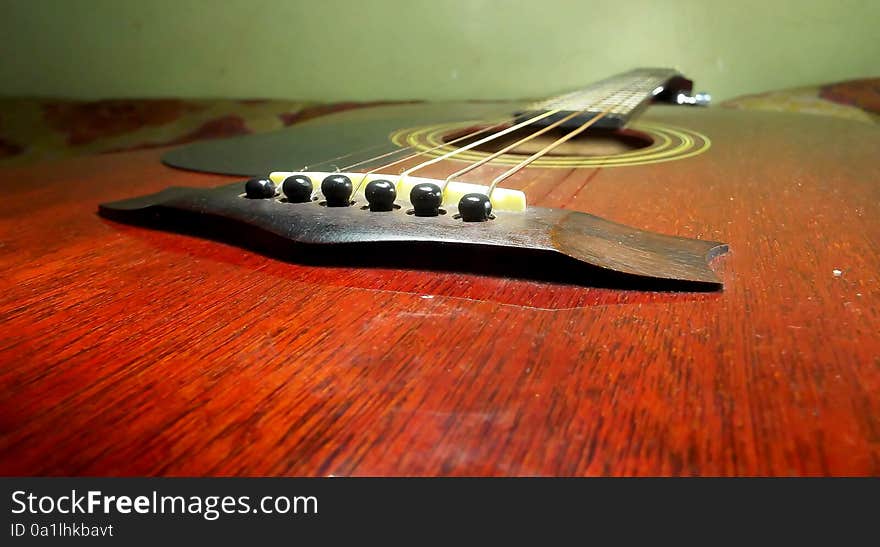 Red Color Box Guitar Strings In Closer View