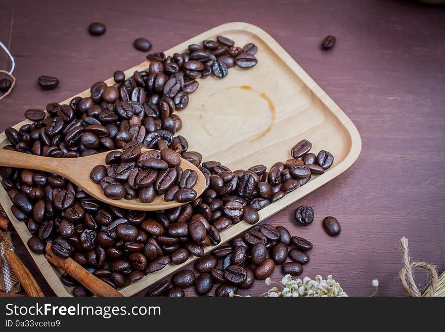 Coffee on grunge wooden background