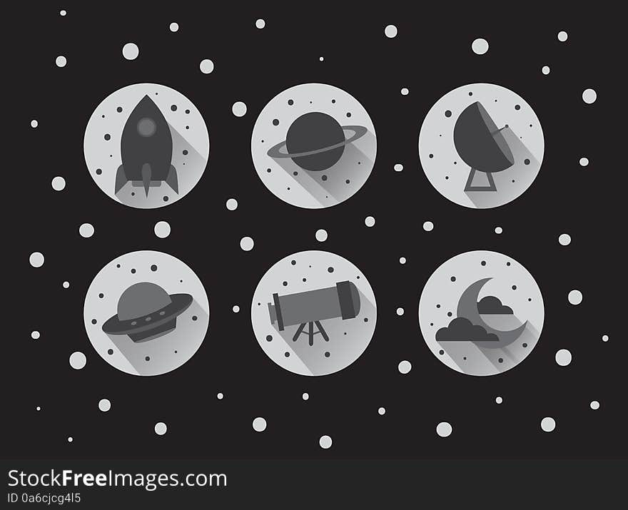 Set of flat space vector icons, eps 10. Set of flat space vector icons, eps 10