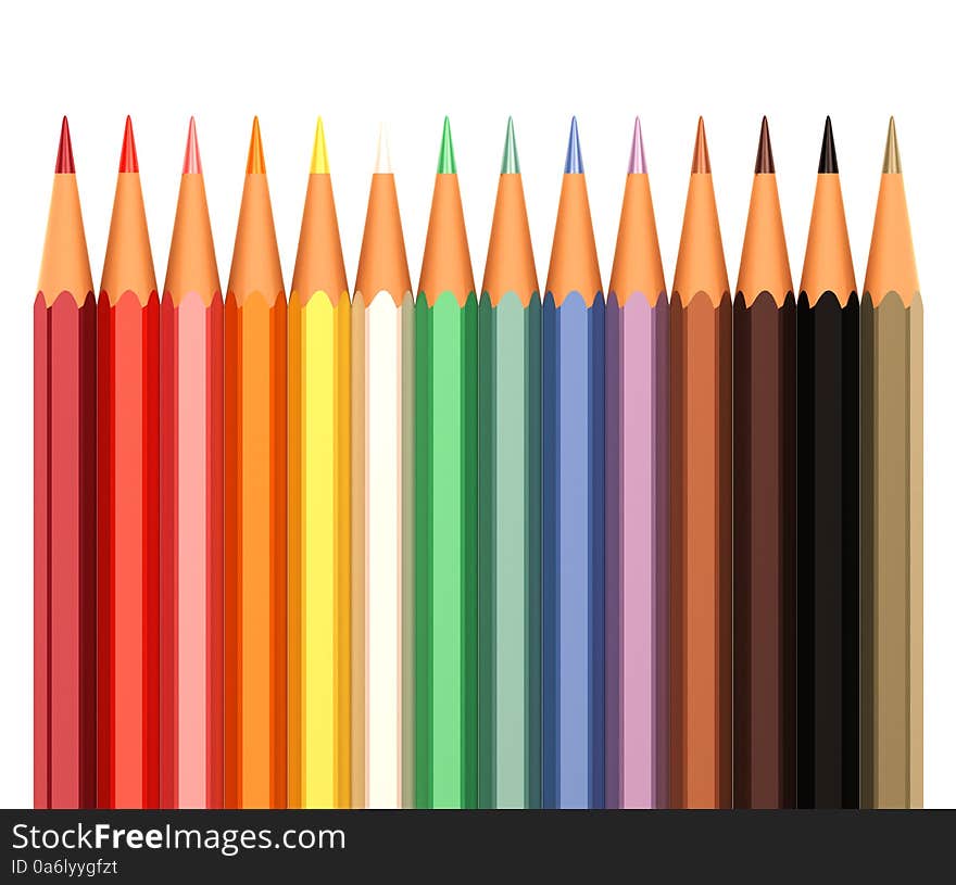 Color pencils in line