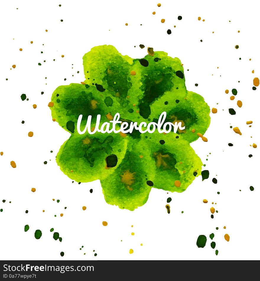 Green Flower Splash Watercolor Hand Drawn Background