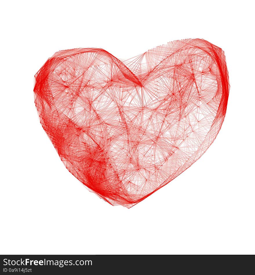 Abstract red heart from strokes on a white background. Abstract red heart from strokes on a white background