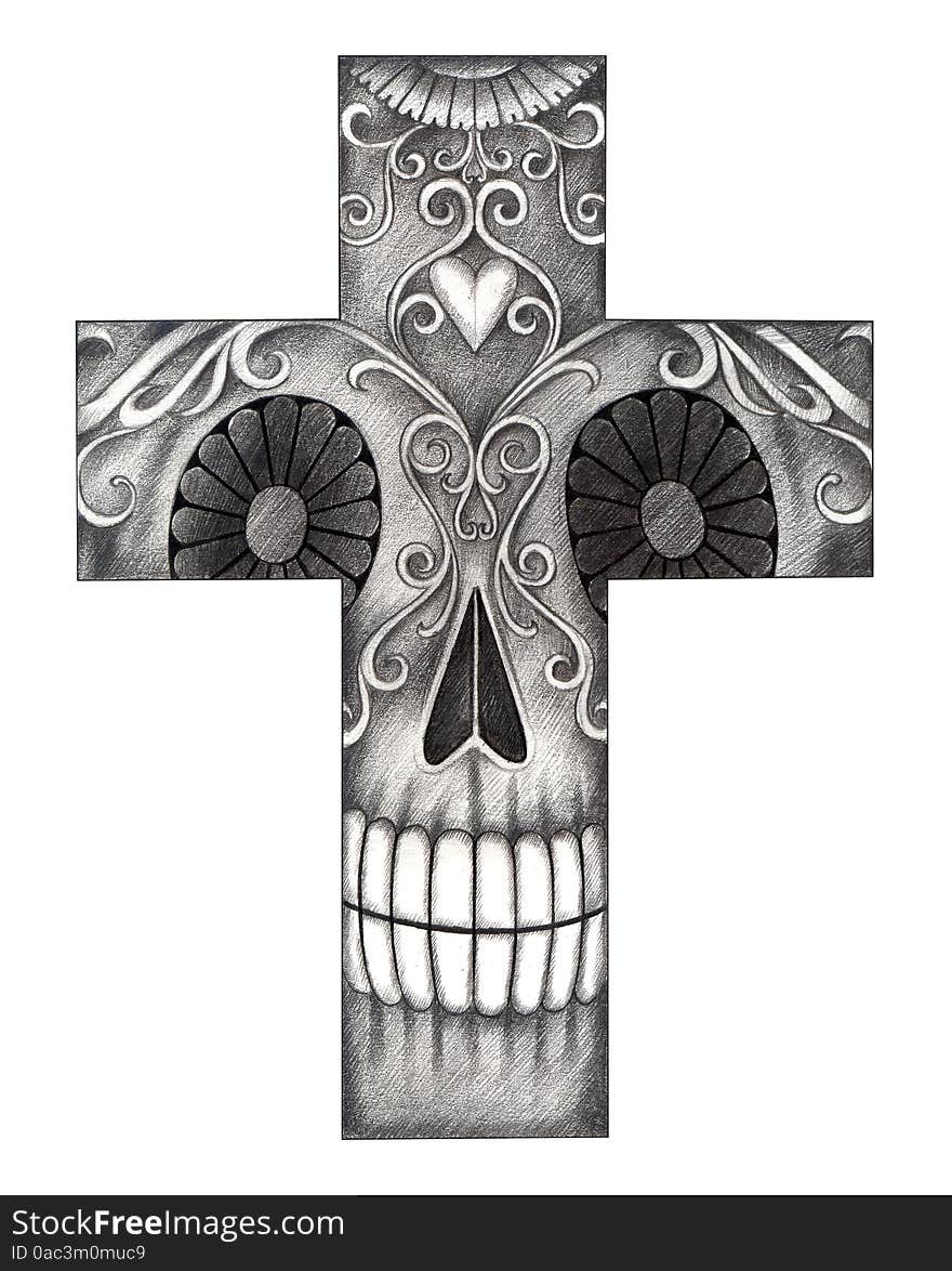 Art skull cross day of the dead festival.