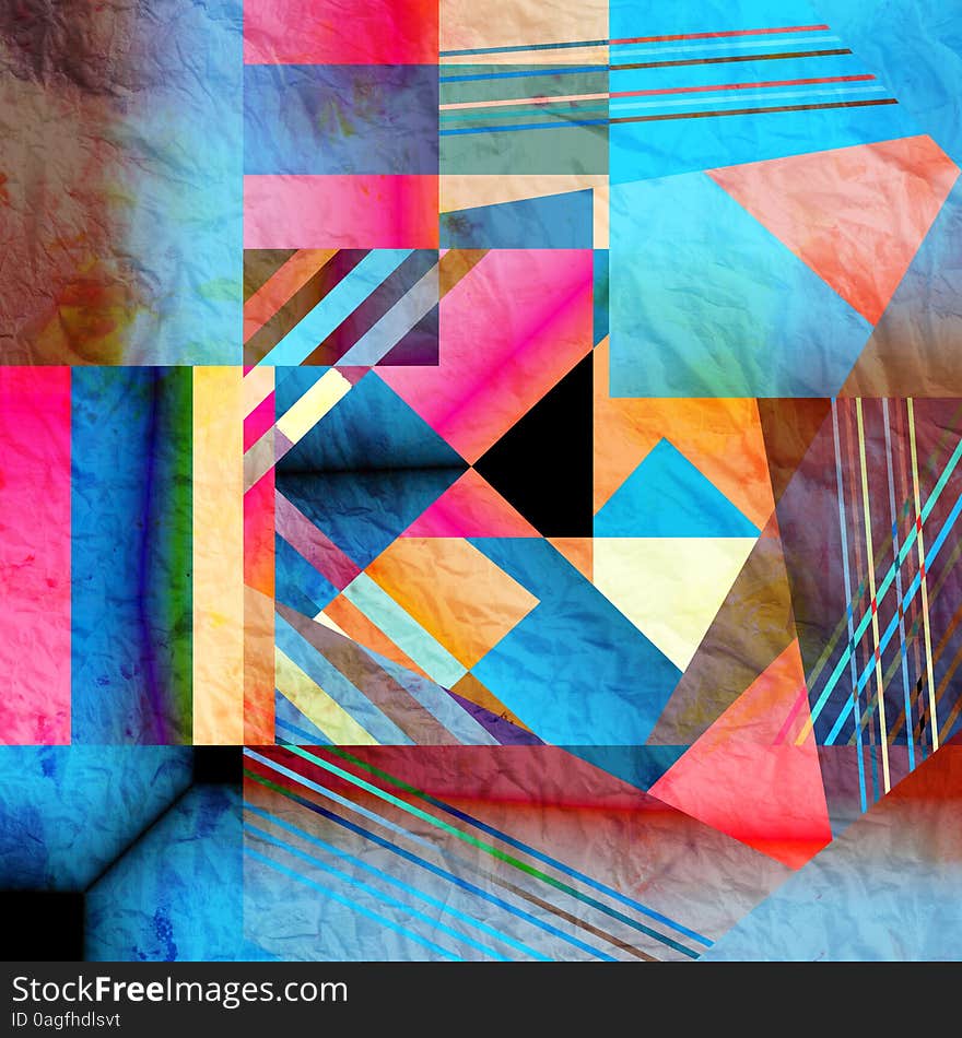 Abstract bright colorful background with different geometric elements. Abstract bright colorful background with different geometric elements