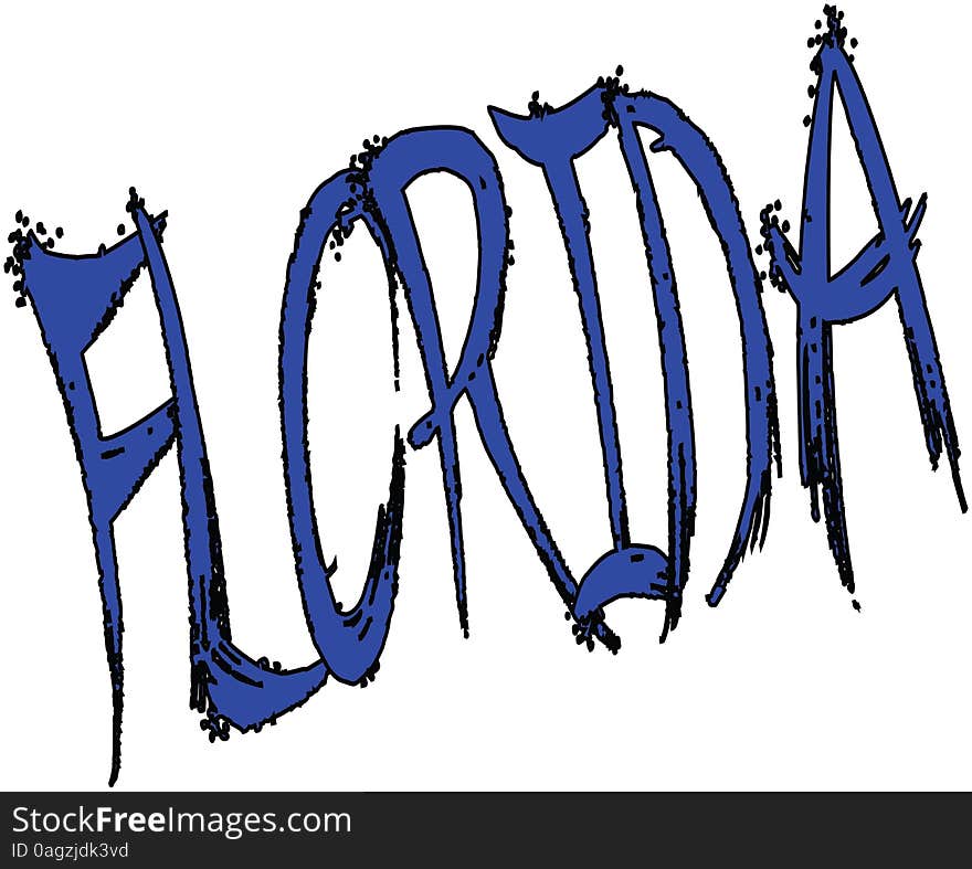 Florida sign writen in blue on a white Background