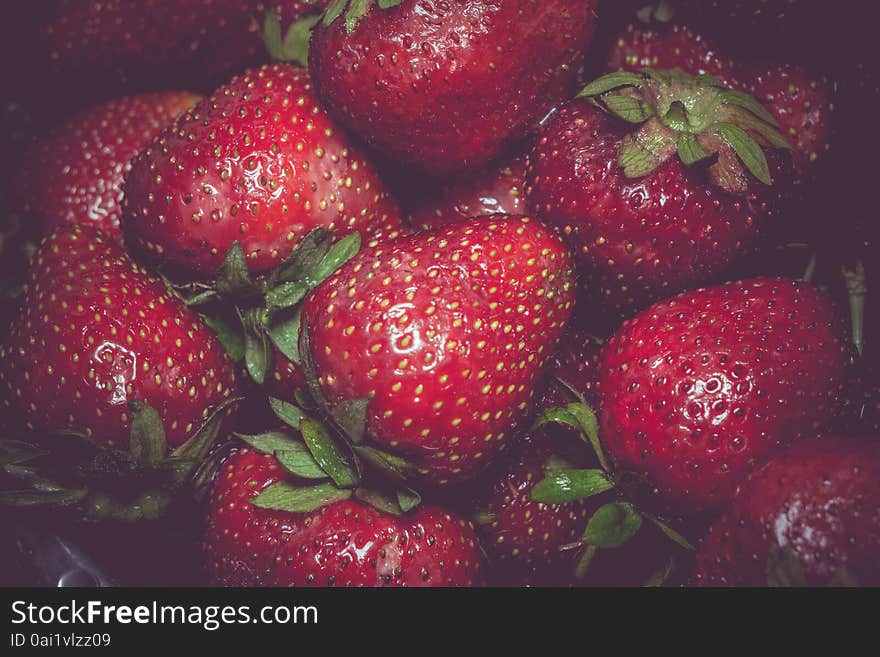 Fresh ripe strawberries background, vintage photo effect. Fresh ripe strawberries background, vintage photo effect.