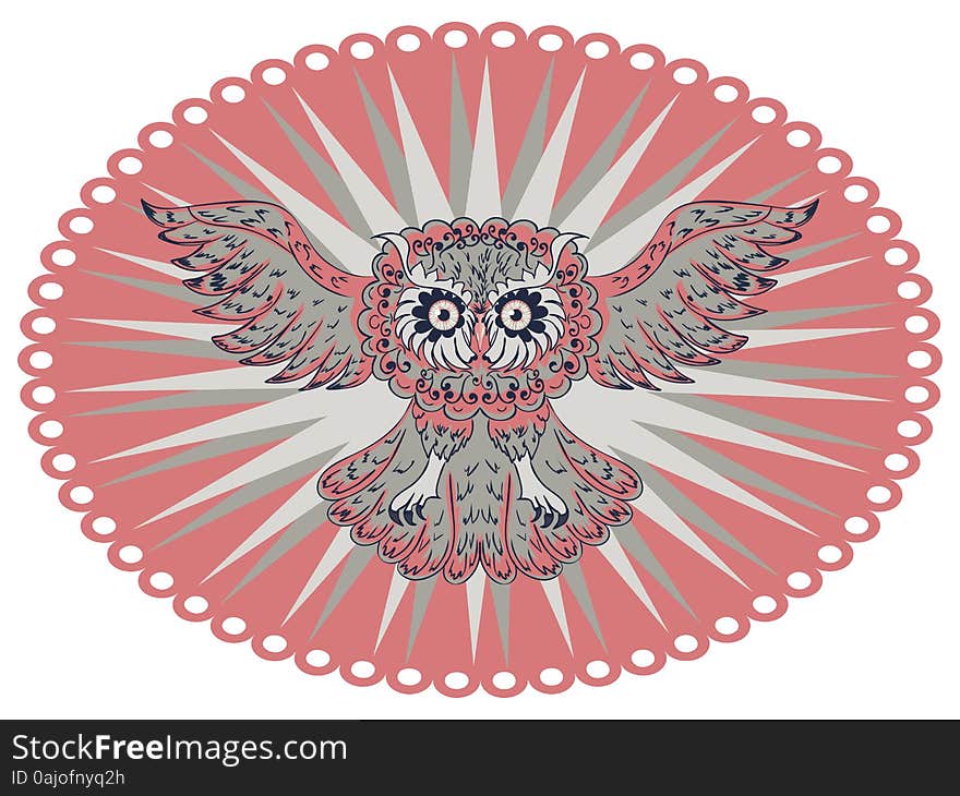 Decorative graphic owl with abstract ornament illustration. Decorative graphic owl with abstract ornament illustration.