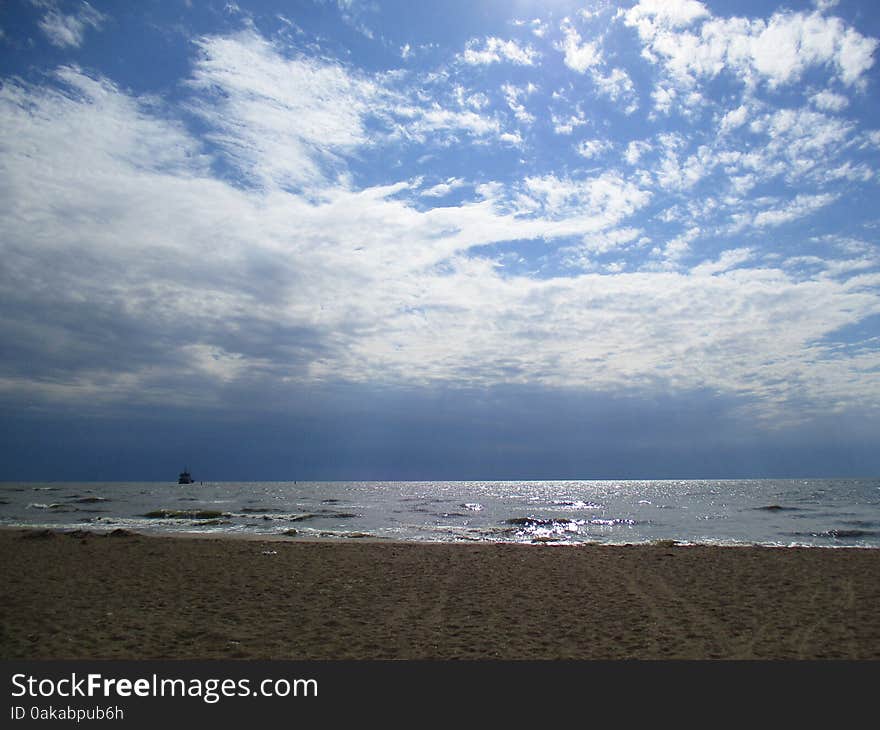 View of motor boat in the open sea, Ukraine