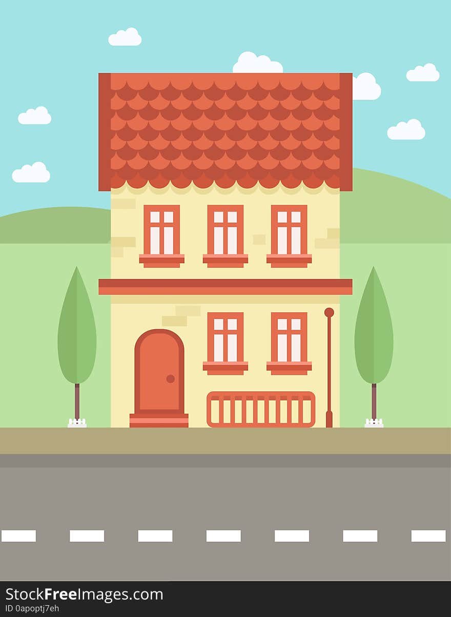 Colorful Flat Building, Vector illustration. Colorful Flat Building, Vector illustration