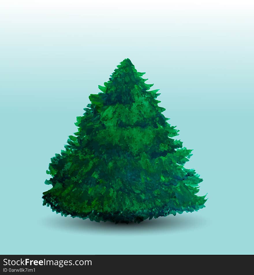 Christmas fur-tree isolated. Watercolor. Hand drawn tree. Vector illustration. Christmas fur-tree isolated. Watercolor. Hand drawn tree. Vector illustration