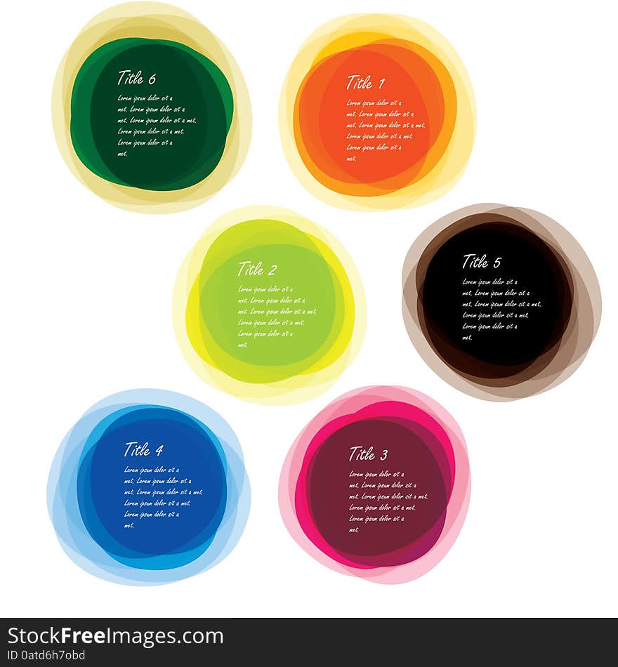 Set of colorful vector shapes as circle designs and round abstra