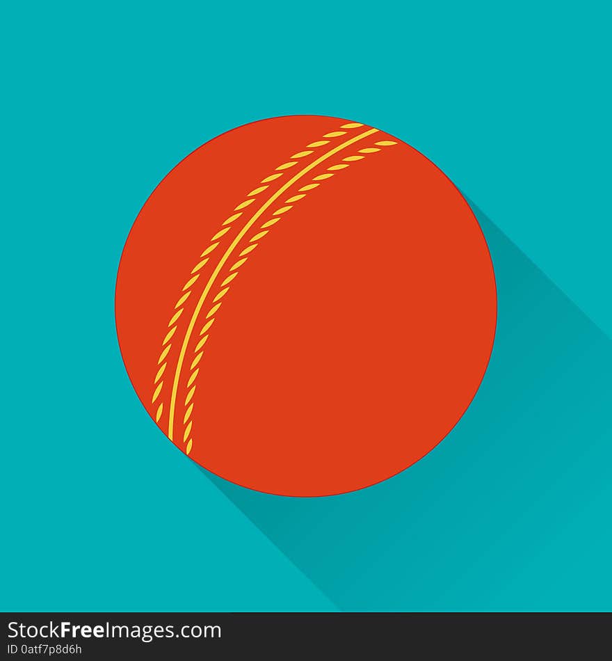 Cricket ball flat icon. Colored flat image with long shadow on green background. Cricket game equipment, flat icons composition. Professional sport theme. Unique, modern style. Vector concept. Cricket ball flat icon. Colored flat image with long shadow on green background. Cricket game equipment, flat icons composition. Professional sport theme. Unique, modern style. Vector concept.