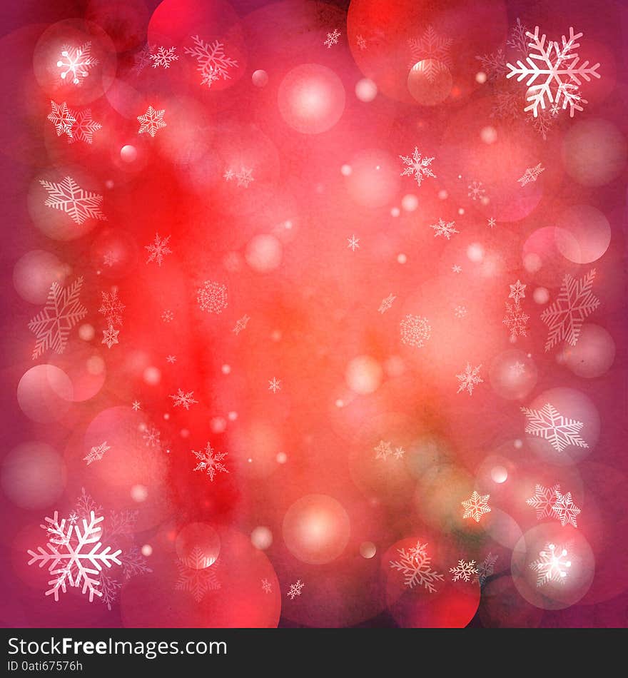 Christmas red background with snowflakes