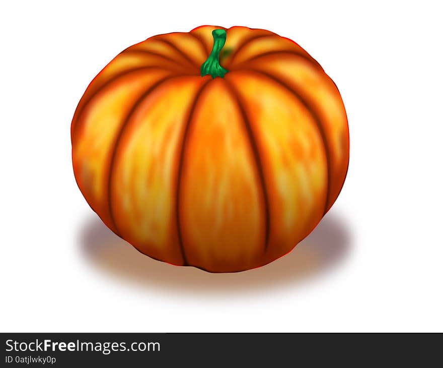 Fresh big orange pumpkin, digital illustration background. Fresh big orange pumpkin, digital illustration background.