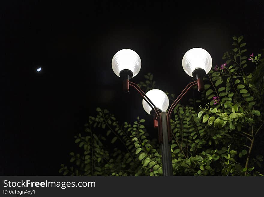 A street lamp at night.