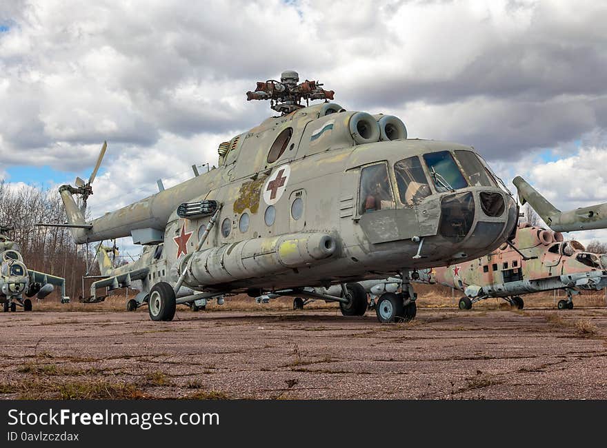 The old Soviet ambulance helicopter in Russia