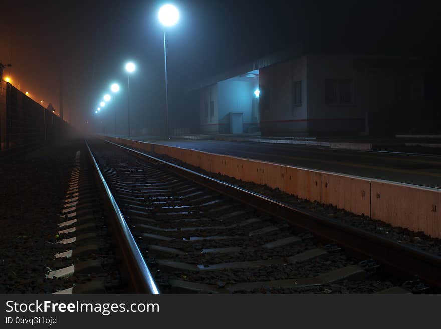 Railway station at night