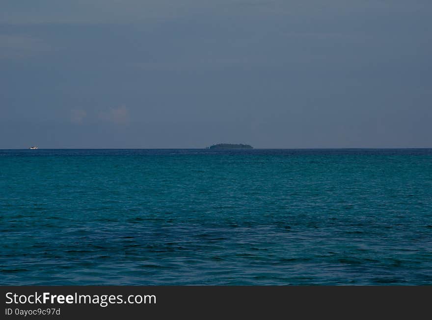 Tropical island at sunset time.Maldives