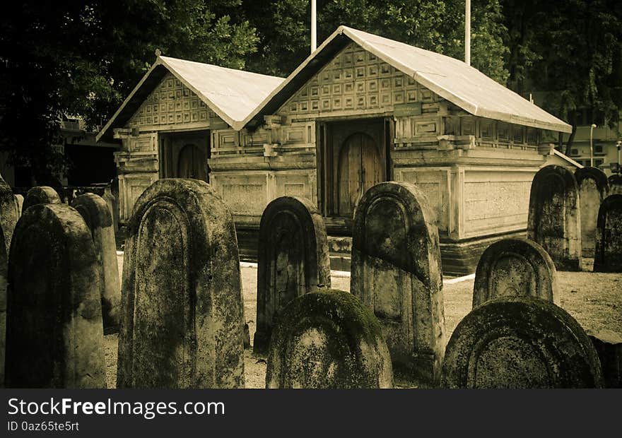 Ancient royal cemetery at Male near Hukuru Miskiy mosque. Maldives. Ancient royal cemetery at Male near Hukuru Miskiy mosque. Maldives