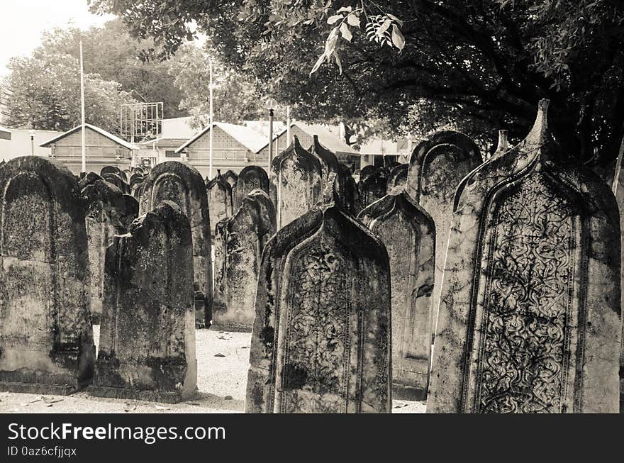 Ancient royal cemetery at Male near Hukuru Miskiy mosque. Maldives. Ancient royal cemetery at Male near Hukuru Miskiy mosque. Maldives