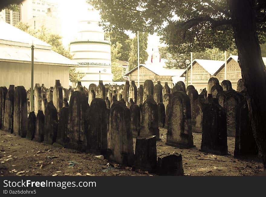 Ancient royal cemetery at Male near Hukuru Miskiy mosque. Maldives. Ancient royal cemetery at Male near Hukuru Miskiy mosque. Maldives