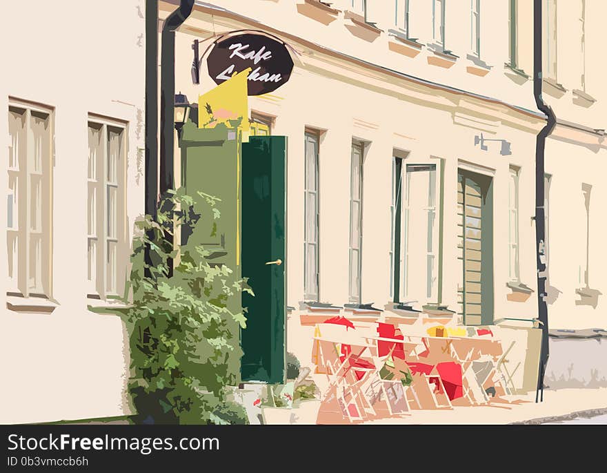 Street cafe illustration