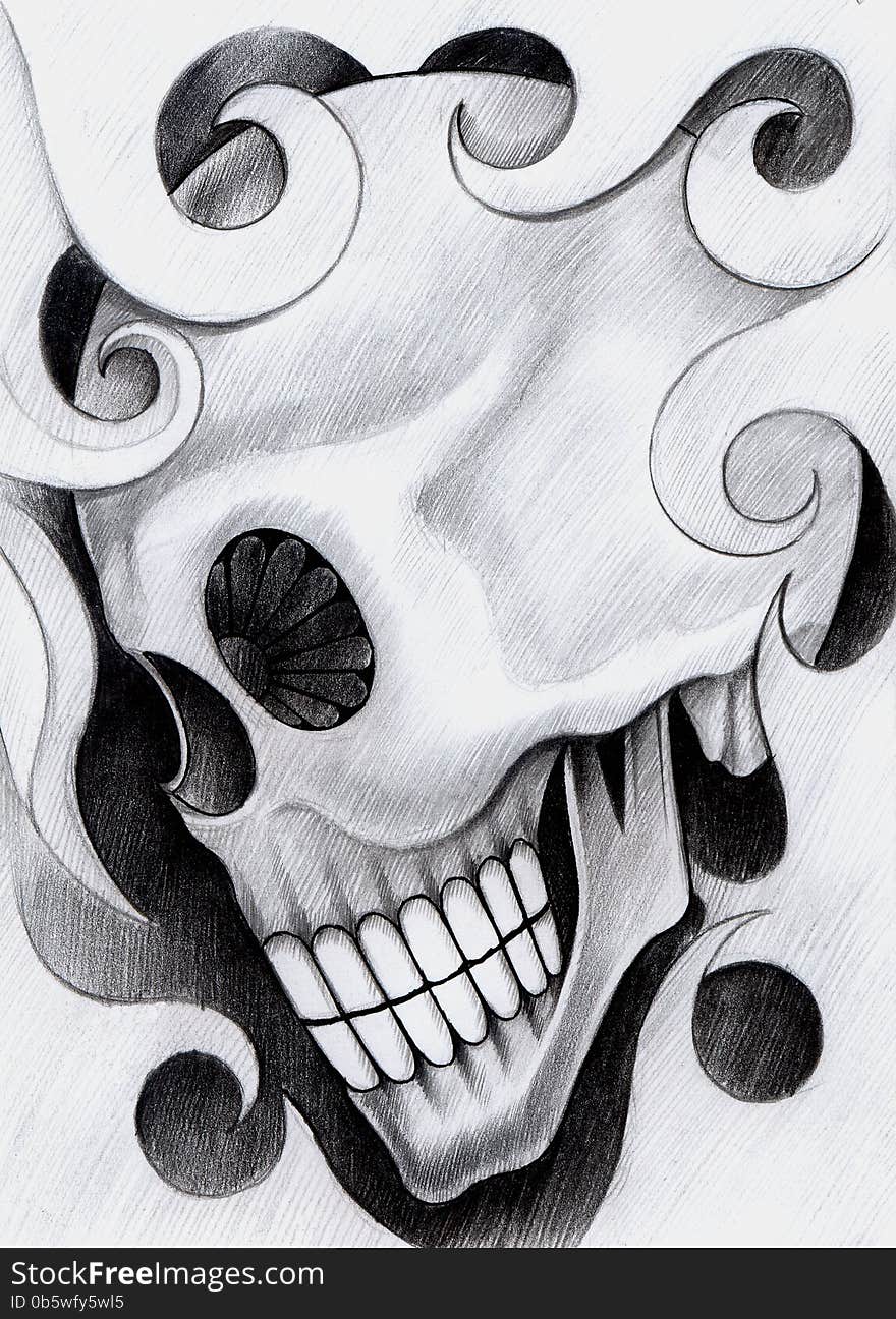 Art Skull Head Tattoo.