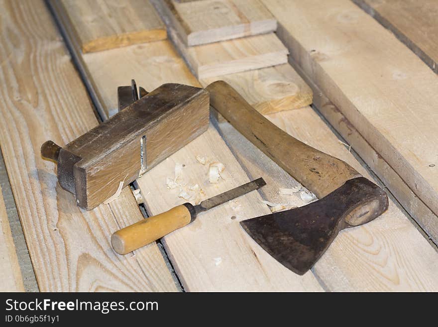 Carpenter Tools Axe Plane and Chisel