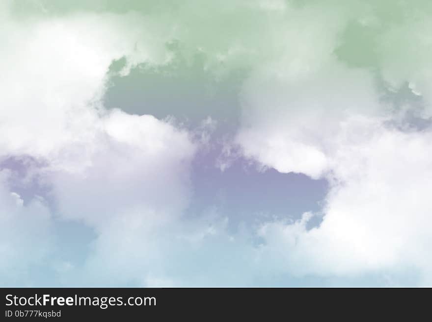 Blue sky with clouds, pastel style