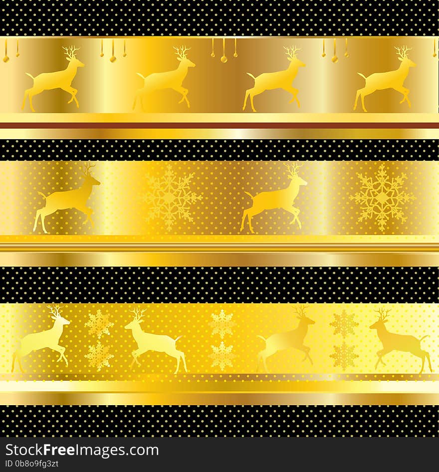 CHRISTMAS BORDER VECTOR PACK GOLD 2016. Artistic, Vector - Border. Winter, Marry Christmas, New Year. Vintage. Decorative celebration art. Abstract Composition. Yellow Deer on Gold Color shapes seamless pattern on Background. CS 6 PostScript file organized in layers for easy editing. You can use this material to create images for postcard or background, wallpaper, WEB Banner and more lively digital creations. CHRISTMAS BORDER VECTOR PACK GOLD 2016. Artistic, Vector - Border. Winter, Marry Christmas, New Year. Vintage. Decorative celebration art. Abstract Composition. Yellow Deer on Gold Color shapes seamless pattern on Background. CS 6 PostScript file organized in layers for easy editing. You can use this material to create images for postcard or background, wallpaper, WEB Banner and more lively digital creations.