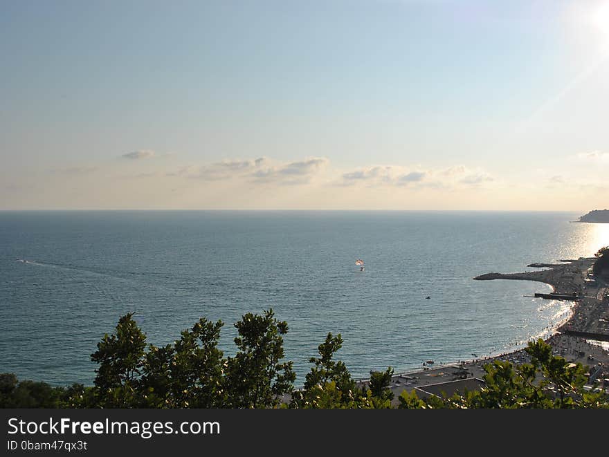 Sunny and bright horizon of the sea surface. Sunny and bright horizon of the sea surface