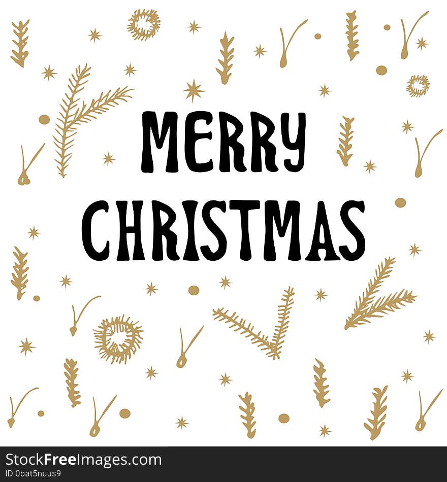 Xmas Christmas Greeting Card With Lettering Calligraphy