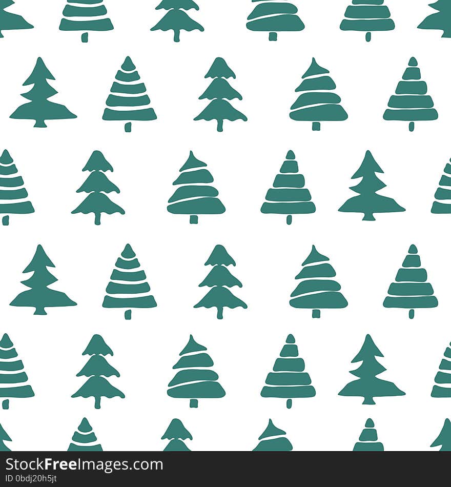 Fir tree seamless pattern colorful. Vector illustration. Christmas trees. Happy New Year background. Winter holidays.