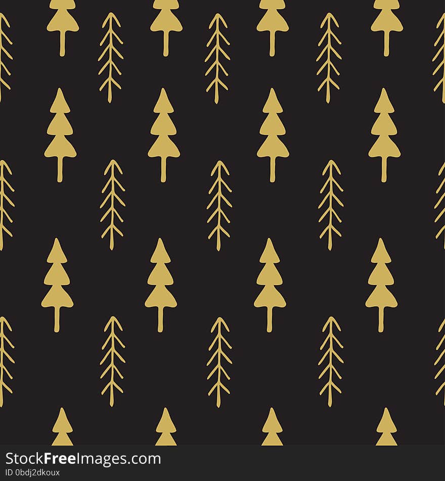 Fir Tree Seamless Pattern Colorful.