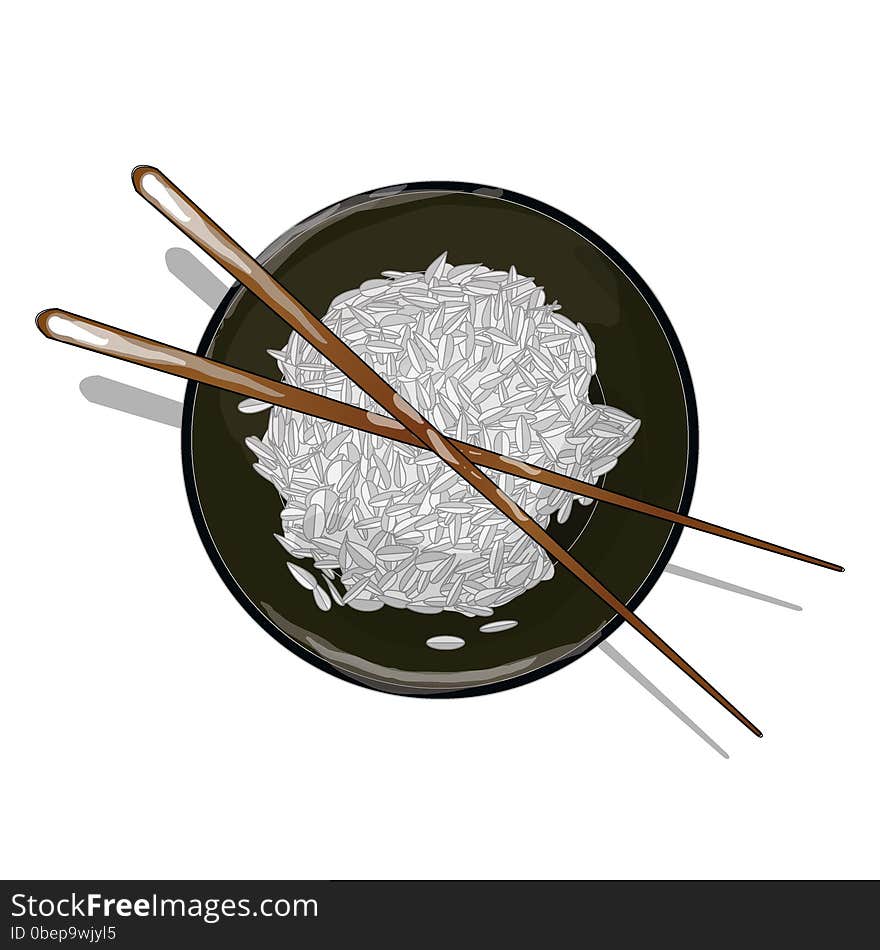 Japanese Cuisine, Illustration of Rice Donburi/Bowl/Cup