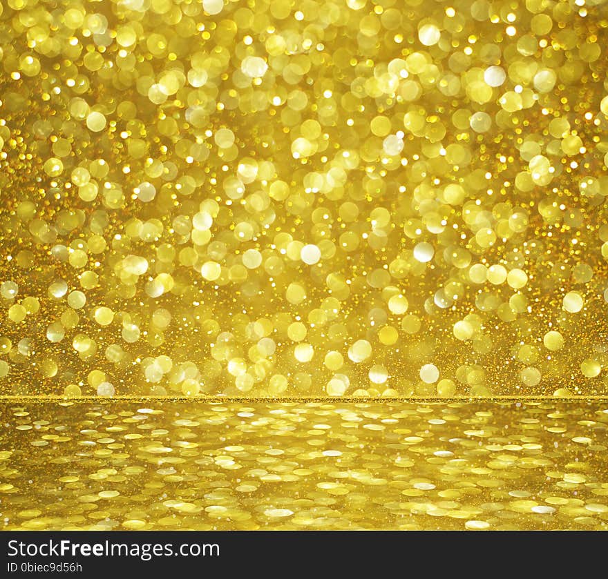 Gold glitter bokeh abstract background