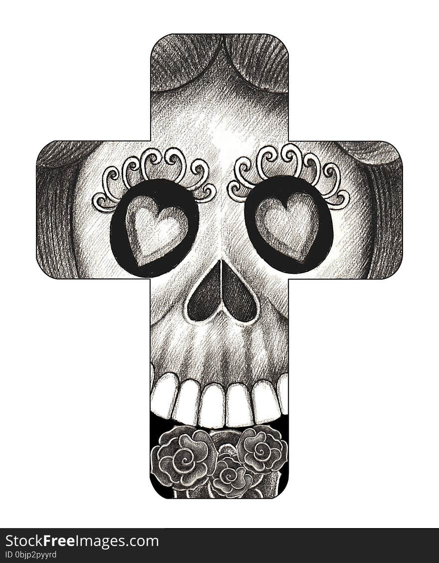 Art Skull Cross Day Of The Dead.