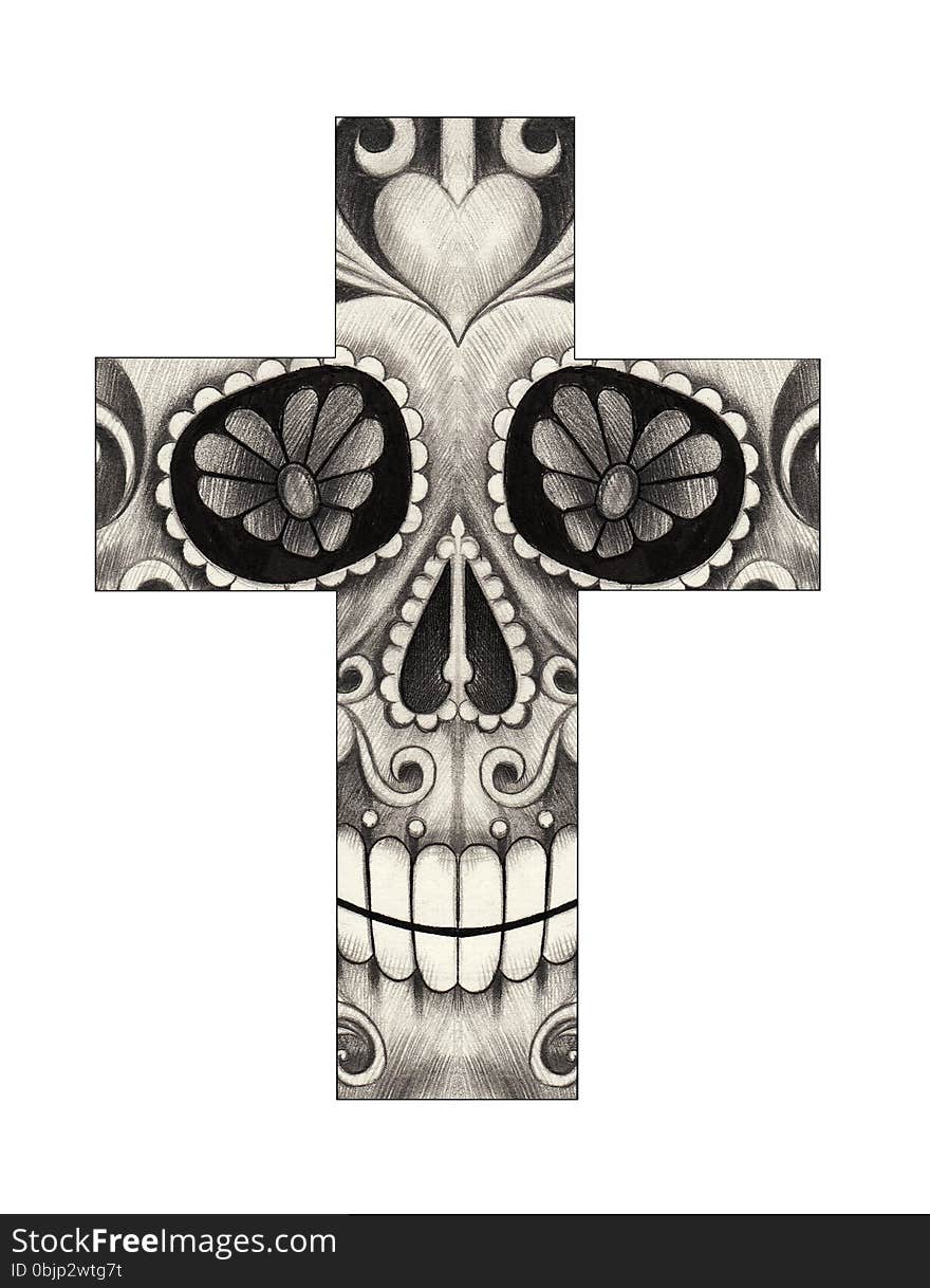 Art Skull Cross Day Of The Dead.