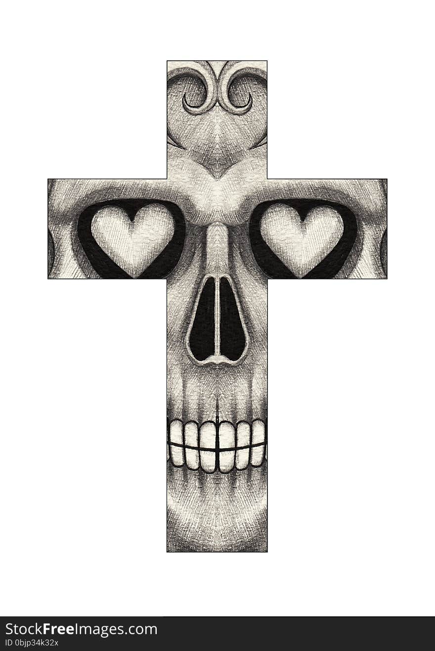 Art Skull Cross Tattoo.