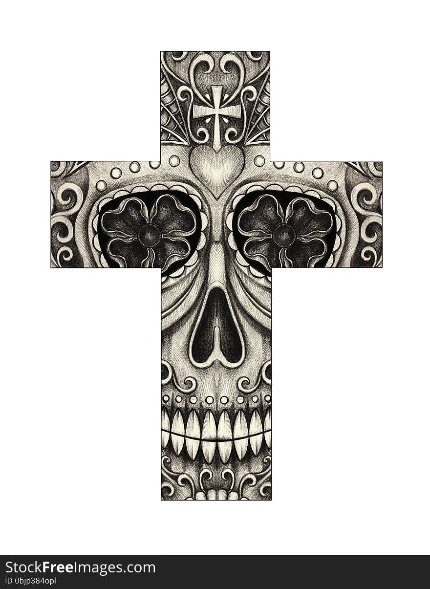 Art skull cross day of the dead.