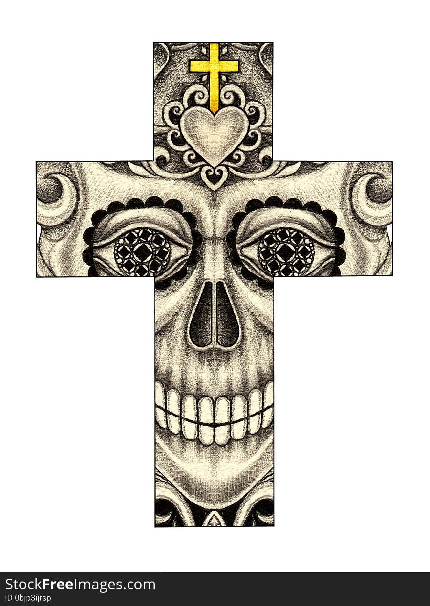 Art Skull Cross Day Of The Dead.