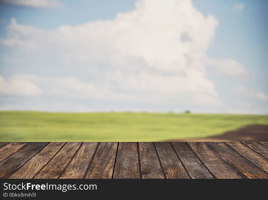 Wood top on Summer Landscape