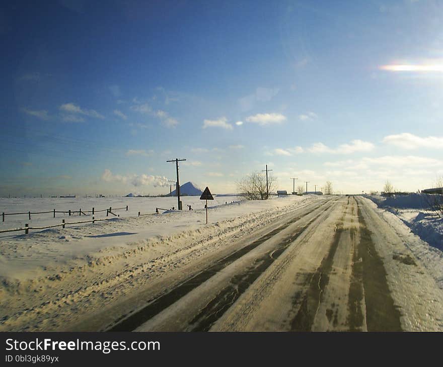 Winter road in the Russian outback