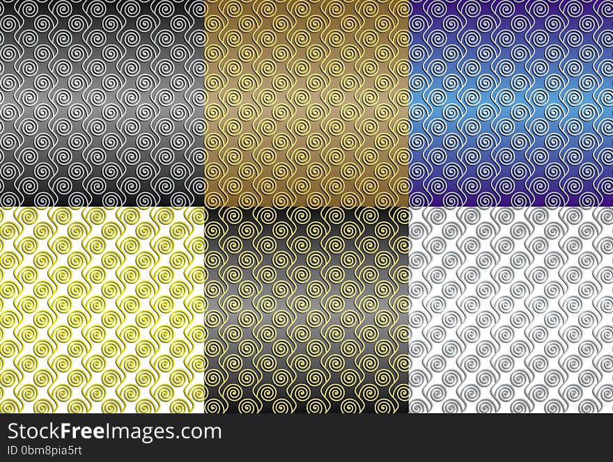 Set of six abstract seamless patterns. Set of six abstract seamless patterns