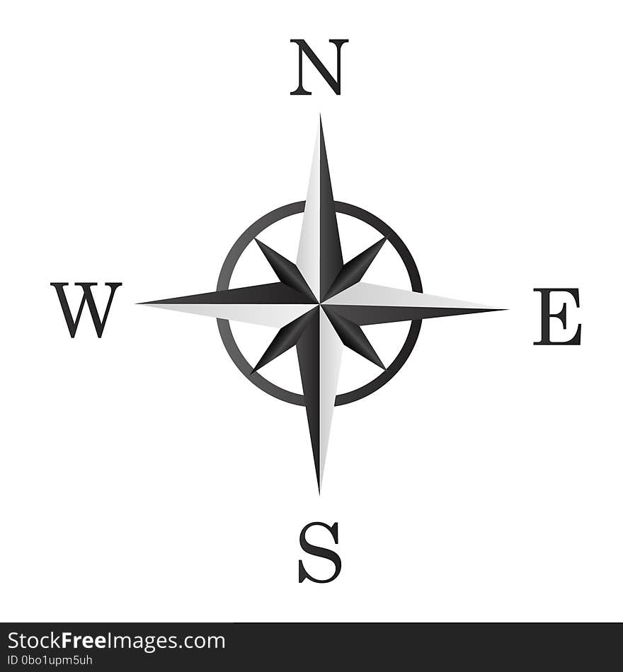 The image of the wind rose. use the colors white and black