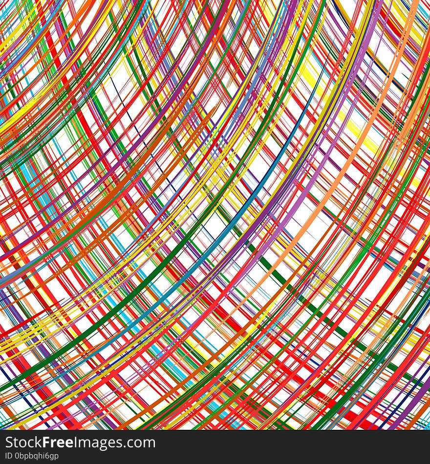 Abstract rainbow curved stripes color line art vector background illustration