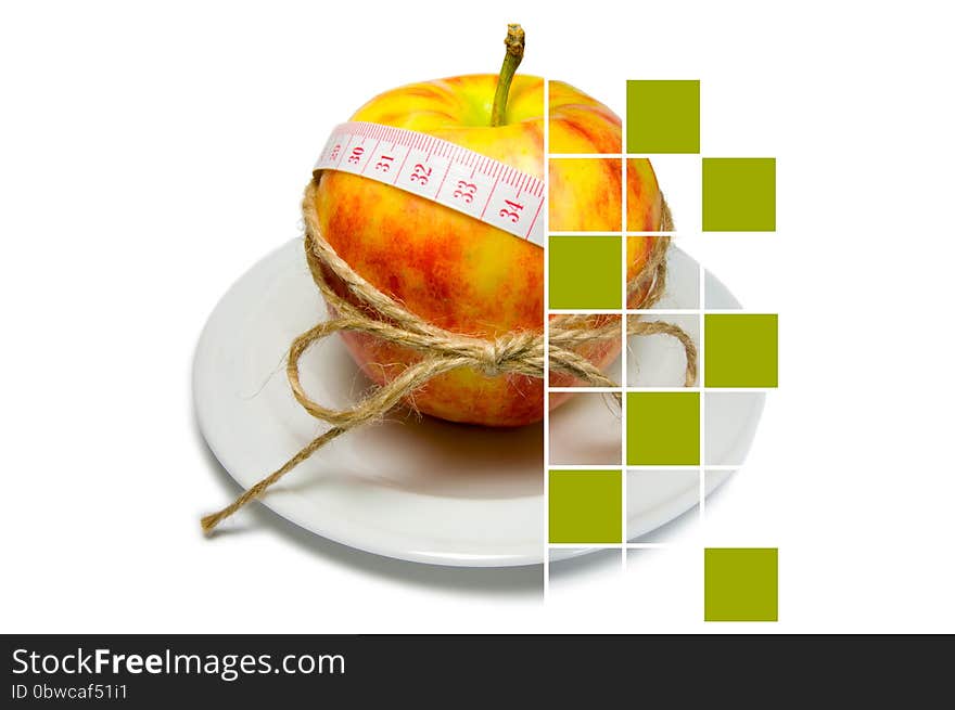 Collage Of Apple Surrounding Of Measuring Tape Tied With Twine W