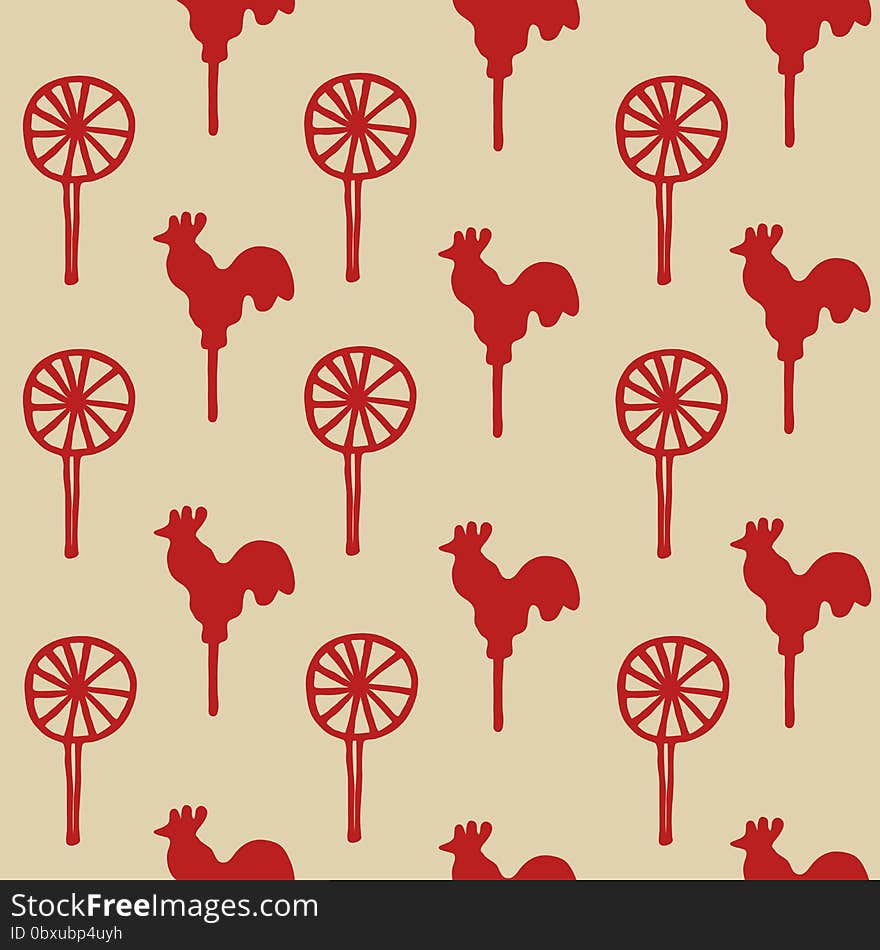 Seamless pattern lollipop vector red sweetmeats on a yellow gold background. Seamless pattern lollipop vector red sweetmeats on a yellow gold background